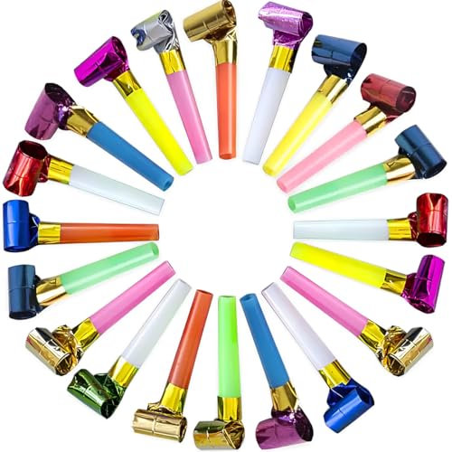 XPEX 30 Pezzi Partito Trombette Fischietto Divertente Extra Lungo Noisemakers Per Festa Di Compleanno,Festa Di Capodanno,Banchetto(8Cm)