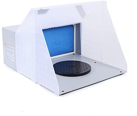 Airbrush Absauganlage mit 2×Filterschwämme & 25W Lüfter, Absaugung WerkstattAbsauganlage 3m³/min Lackierkabine Spray Booth