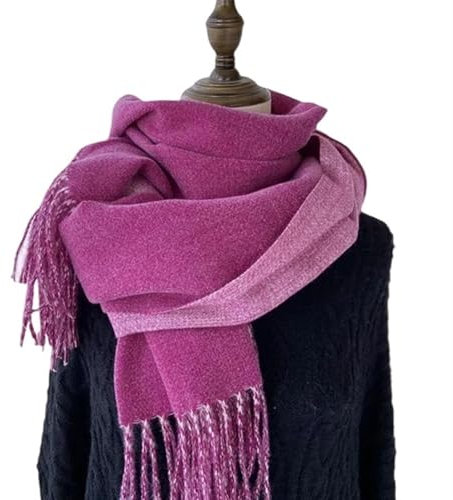 UALXPAO Winter Doppelseitiger Kaschmirschal Weicher, Warmer Wollschal Schal Kaschmirschal Kaschmir Schal(Dark Pink)