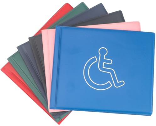 Porta badge per disabili, in pelle ecologica in poliuretano, per auto, blu