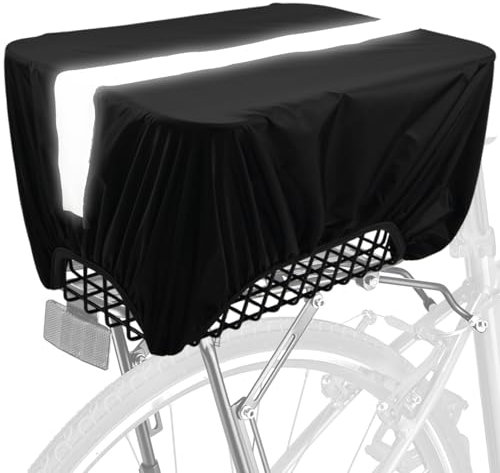 VAOLOAV Regenschutz Fahrradtasche Hinten 45L Fahrradkorb Abdeckung Wasserdicht mit Reflexstreifen Schwarz