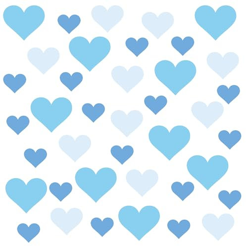 Muralo - Wandtattoo Kinderzimmer Mädchen und Junge,Herzen in Blautönen - Wandsticker Wanddeko Babyzimmer, Wandaufkleber Deko Herzen Set- Br.60cm x Hö.30cm