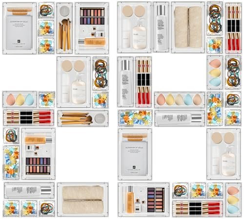 A-LuGei γ28π£π°πγ Desk Drawer Organiser, Tool Box Organiser Tray Dividers, Toolbox Storage Draw Organisers, Garage Organisation Tool Trays Screw Cabinet WorkBenchγ4 π¦πΆππ²γγClearγ