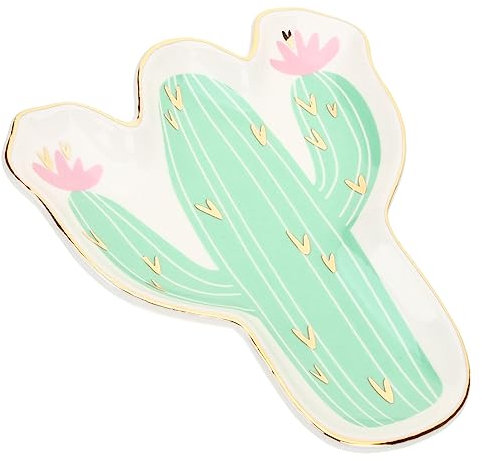OKUMEYR plateau de cactus plat porte-bijoux plat de bibelot anneau fleuri bureautique accessoires bouda decoration interieure plateau à bagues en céramique plat porte-bibelots Light Green