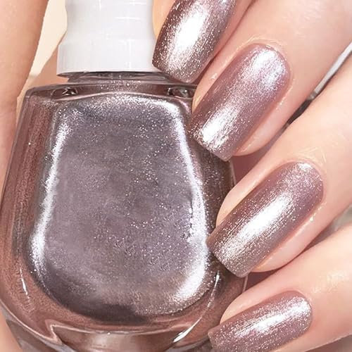 Rose Pink Glitter Nail Polish, Sparkly Nail Varnish 13ml, Quick-Dry and Long-Lasting Clear Glitter Nail Polish for Girls Women Salon and Home Nail Art