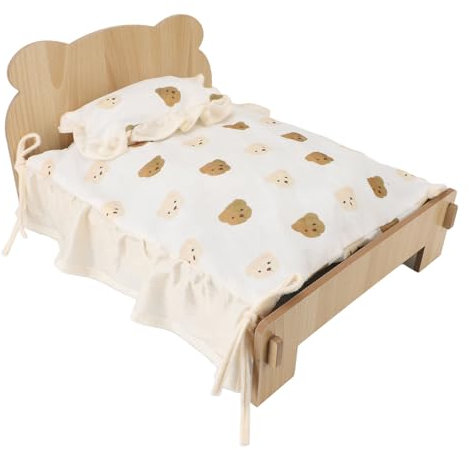 Masyrt Universelles Haustierbett aus Holz mit Matratze – Effizienter Schlafplatz für Katzen, Hunde, Kaninchen und Kleintiere