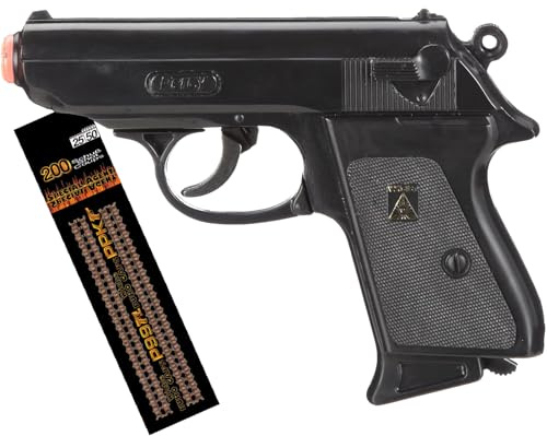 Percy Agent 158 Polizei-Requisite 15,8 cm Schwarz mit 200 Amorces für Erwachsene