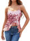HomRain Canotta da donna con paillettes scintillanti con scollo a V, senza maniche, per feste e uscite, rosa, XXL