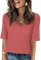 AirMood Women V Neck T Shirts Summer Casual Half Sleeve Tops Loose Fit Tees Tshirt (Pink,L)