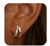 SIXDUTON Ohrringe Damen Doppel-Creolen 925 Silber, 18K Vergoldet Hypoallergen Goldene Creolen mit Zirkonia Leichte Kleine für Mädchen Mutter (Gold)