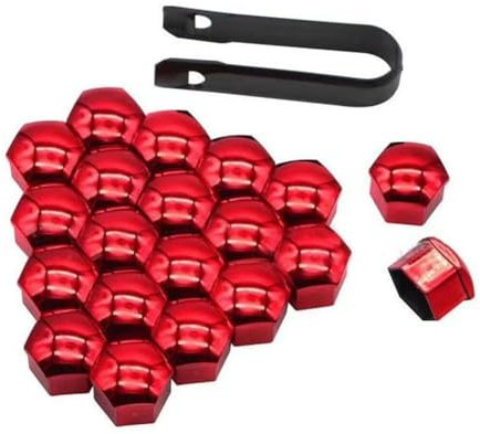 SLGYS 20 Stück Sechskant Radschraubenkappen Kompatibel mit Nissan Juke MK2 2019-onwards SUV, Auto Radmutter Kappen Schutz Cover ZubehöR,19mm-2/Red