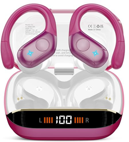 Ecouteurs Bluetooth sans Fil, Ecouteur Bluetooth 5.4 Stéréo avec ENC Réduction de Bruit Mic, 75H de Lecture Oreillette IP7 Étanches Casque sans Fil pour Sport et Running, Or Rose