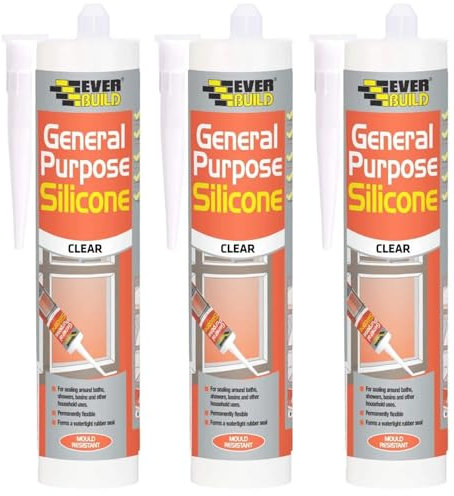 General Purpose Silicone C3 Clear 280ml – Pack of 3 – Waterproof Sealant for Bathrooms, Kitchens, Windows & Doors – Flexible, Durable & Mold Resistant