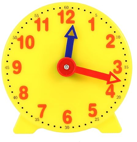 Tiosen 4 inch Teaching Clock, Learning Tell Time Analog Clock Demonstration 12 Hour 2 Pointers for Classroom Teacher