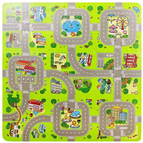 Spielen Sie Mattenschaum, 9 Kacheln 12x12 Auto Teppichboden -Puzzle -Fliesen -Spielzimmer Stücke interaktiv