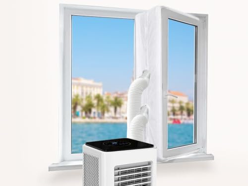 Abiyou Fensterabdichtung für Mobile Klimageräte, 300CM Klimaanlage Fensterabdichtung, Klimaanlagen, Wäschetrockner, Ablufttrockner, Hot Air Stop zum Anbringen an Fenster, Dachfenster, Flügelfenster