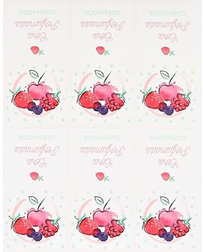 Lot de 6 autocollants parfumés fruits rouges pour décorer des sachets de cire parfumée 3,5 x 7 cm