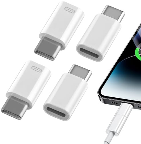 Arvoni Adaptador Lightning a USB C, 4 Piezas Lightning to USB C Adaptador, Carga Rápida PD27W, Carga y Transferencia de Datos Compatible con iPhone 16/15 Serie, No para Audio OTG