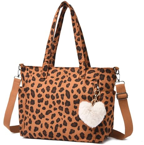 Makukke Cord Tote Bag Tasche Damen Umhängetasche Groß Shopper Handtasche Schultertaschen für Arbeit Büro Reisen Einkaufen Schule
