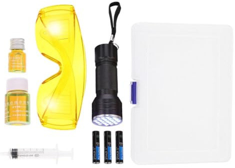 Für HVAC-System-Leckerkennungs-Set mit UV-Taschenlampe, fluoreszierendem Farbstoff, Batterien, Brillen und Aufbewahrungsbox für Auto-Klimaanlage, Heimkühlung und Kühlung