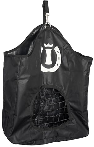 Imperial Riding Heutasche IRH Feed Me, Heusack mit Aufhängesystem und Frontöffnung, robuste Heutasche für Stall und Anhänger, Schwarz, 1SIZE