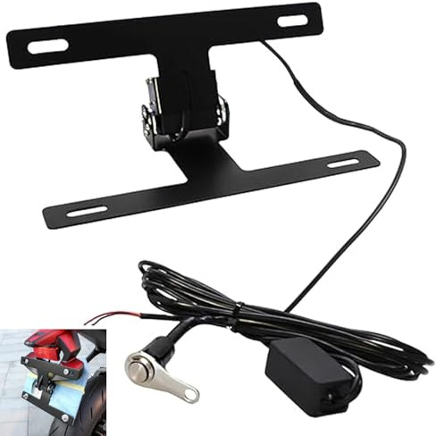 1PCS Adjustable Motorcycle License Plate Holder, Motorcycle Fender Mount Bracket Eliminator Kit, Durable Aluminum Alloy Motorcycle Fold License Plate Flipper