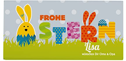 Herz & Heim® Schokolade zu Ostern 100 g mit persönlichem Namen und Glückwunschtext