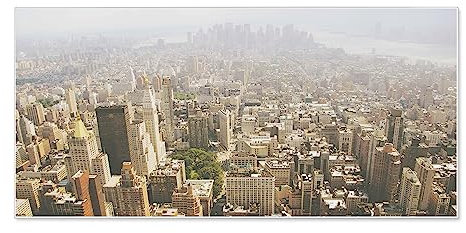 banjado® Magnettafel 78 x 37cm / Magnetwand aus Metall/Magnetpinnwand als Memoboard/Pinnwand Magnettafel Küche, Büro, Kinderzimmer inkl. 4 Magnete & Montageset - Motiv Manhattan 1