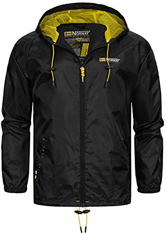 Geographical Norway Boat Men - Windjacke Herren Outdoor - Jacke Wasserabweisend Langarm Herren - Regenmantel Geschenk Ideal Wandern Jahreszeit Frühling Sommer Herbst Winter (Schwarz XXL)