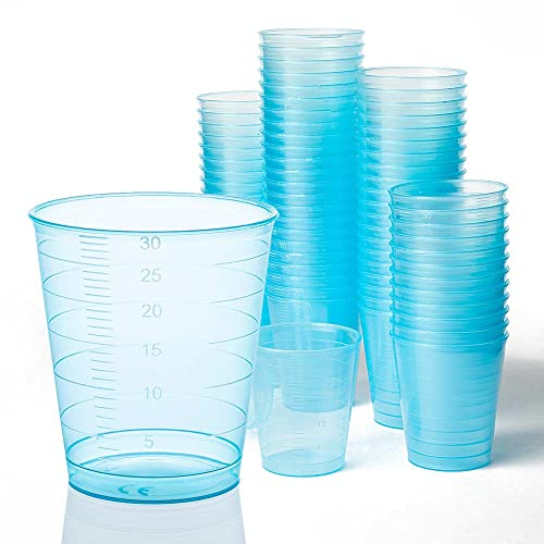 Tuuters.de 300x Medikamentenbecher, 30ml - bruchsicher, Schnapsbecher, Medizinbecher (Blau)