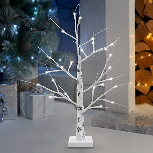 LED Indoor Christmas Tree White 60cm Foldable 6000k Light Dual - Mains and Battery Operated TREE02-JH