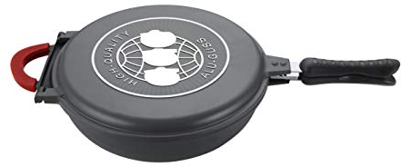 GGS Hochwertige Alu Guss Bratpfanne Doppelpfanne Wendepfanne Grillpfanne Fischpfanne 32 cm mit Keramikbeschichtung, Spülmaschinenfest, für Elektro-, Ceran-, Gas- und Induktionsherde