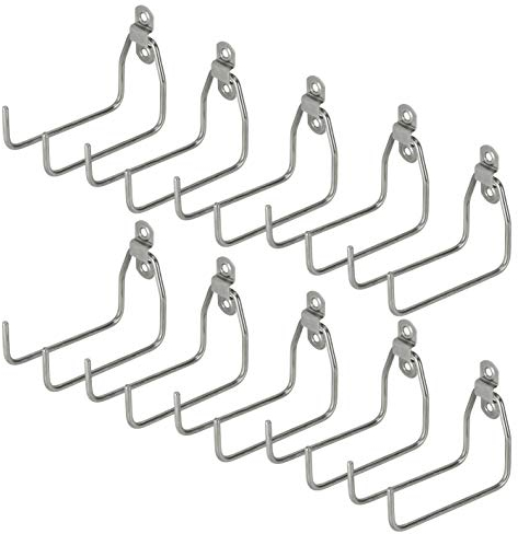 VORMANN Gerätehaken Wandhaken Garagenhaken Haken | Traglast 15 kg | Edelstahl Rostfrei | 10-teiliges Set (120 x 55 mm)