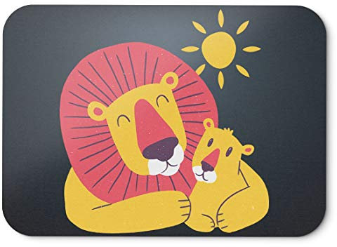 BLAK TEE Cute King Lion and His Son Mouse Pad 18 x 22 cm in 3 Colours Black
