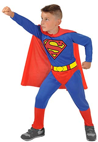 Ciao Kinder und Jugendliche Superman Kinderkostüm Original Dc Comics (Größe 8-10 Jahre) Kost me, Blau Rot, 8-10 Jahre 124 cm von den Schultern bis zum Boden EU