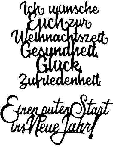 Ideen mit Herz Stanzschablonen | Schriften | Weihnachten & Neujahr | 2 Stück | Passend für gängige Stanzmaschinen