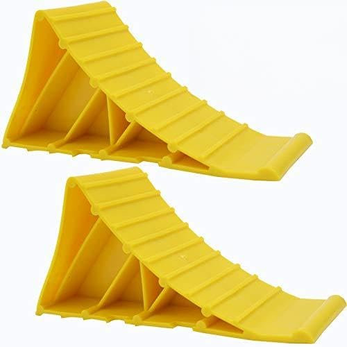 2X Unterlegkeil Bremskeil Radkeil PKW Anhänger Wohnwagen gelb