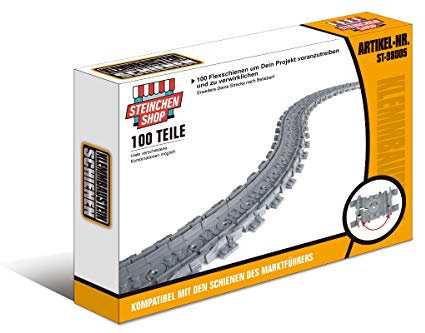 Steinchenshop Binari flessibili e set morbido – 100 pezzi – Sistema di binari per curve e rettilinei – Flessibile modellabile – Blocchi di bloccaggio City – Compatibile con le marche comuni