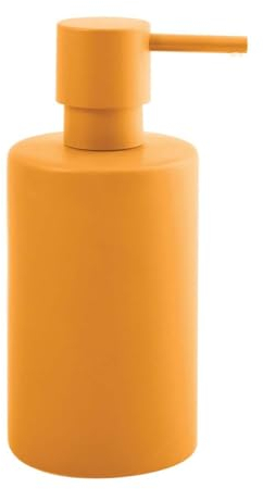 Spirella Distributeur de Savon Tube - avec Pompe en Acier Inoxydable - Distributeur de Savon Liquide - Porcelaine - 300 ML - Durable et Robuste - Jaune Mat