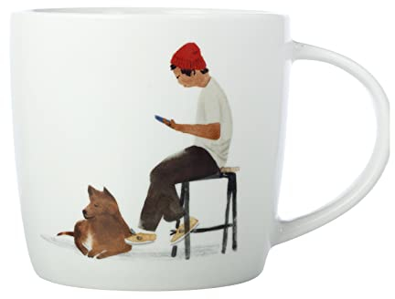 Maxwell & Williams DX1066 Tazza da caffè 400 ml - Serie Best Furry Friends - Porcellana Cane & Hipster Multicolore Confezione regalo