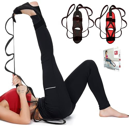 Fuß- und Wadendehner für Plantarfasziitis, hochwertiges Physiotherapie-Stretchband verbessert die Kraft und Linderung von Fersensporn, Waden, Oberschenkel und Hüfte, Schwarz