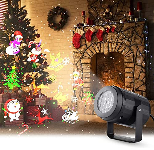 MHGLOVES Proiettore Natale Interno, Dinamica Illuminazione Natalizia 3d con 16 Modello, IP65 Impermeabile Esterni Luci LED Natale con Fiocchi Di Neve per Feste Di Natale, Matrimoni, Compleanni