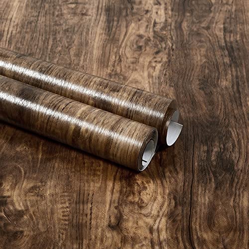 Wood Self Adhesive Wallpaper Dark Jatoba Waterproof Removable for Kitchen Cupboard Furniture Cabinets Shelves Table Dresser Drawer 40CMX2.5M