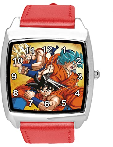 TAPORT Armbanduhr aus rotem Leder für Anime-Fighters-Fans, rot, Gurt