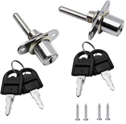 2 Piece Security Cam Lock Cabinet Plunger Lock Furniture Desk Drawer Plunger Lock Cupboard Cam Lock with 2 Piece Key for Filing Cabinets Wardrobe Display Cabinet Furniture, 10x7x2.5