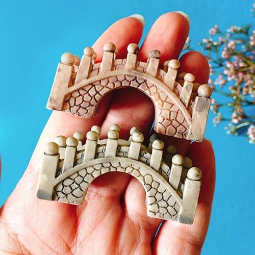 Mikro Landschaft Zubehör 2pcs Bridge Garten Wohnkultur Handwerk Bonsai Flaschengarten Miniaturen DIY (Color : Light Grey)