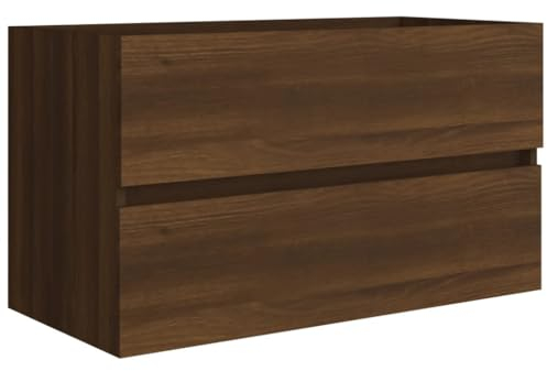 vidaXL Mueble de Lavabo Armario Tocador Fregadero Lavamanos Aseo Cuarto de Baño Inodoro Ducha Bañero Madera Contrachapada Roble Marrón 80x38,5x45cm