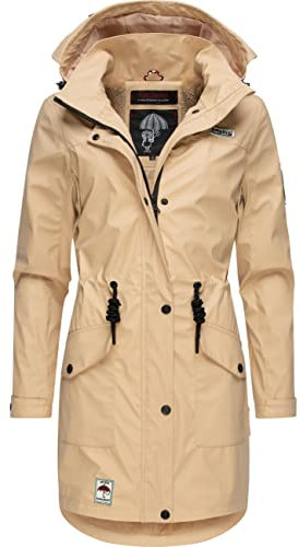 Navahoo Damen wasserdichter gefütterter Regenmantel Deike Beige Gr. S
