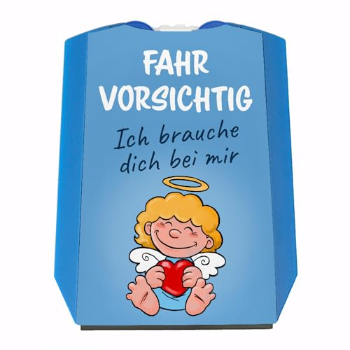 Fahr vorsichtig Schutzengel Parkscheibe mit 2 Einkaufswagenchips als originelle Geschenkidee zum bestandenen Führerschein für Tochter oder Bruder
