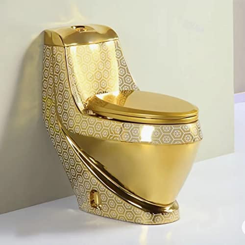 Toilette dorata monopezzo Super Whirlpool Toilette mute Deodorante sifonico a doppio scarico Toilette creativa per hotel di casa,A